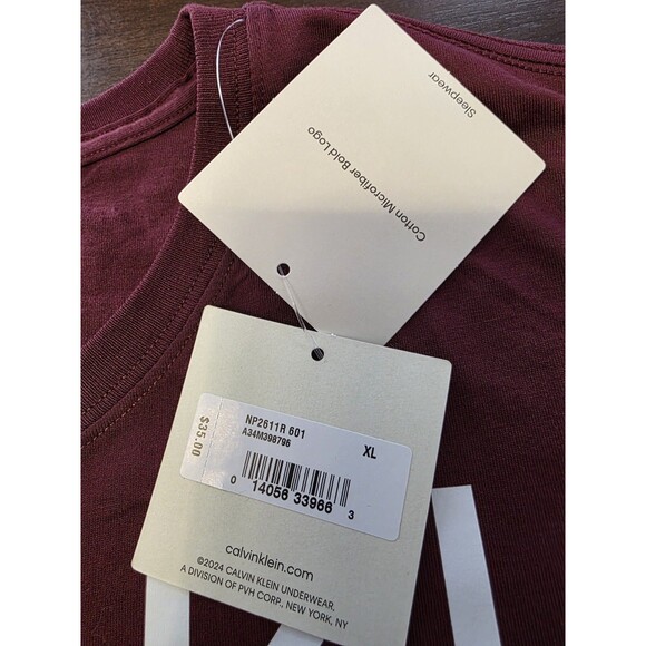 Calvin Klein T-shirt Men's Maroon Red XL (NEW ORIGINAL WITH TAGS) NWT - Picture 4 of 5
